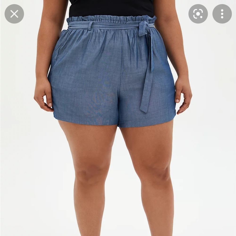 Torrid Paperbag Chambray Self-Tie Shorts